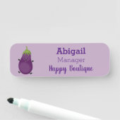 Niedliche Cartoon-Illustration von Auberginen Namensschild (Beispiel)