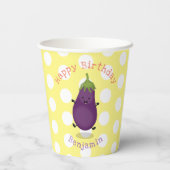 Niedliche Cartoon-Illustration von Auberginen Pappbecher (Rückseite)