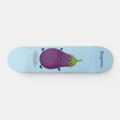 Niedliche Cartoon-Illustration von Auberginen Skateboard (Horizontal)
