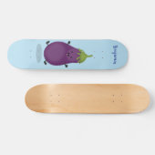 Niedliche Cartoon-Illustration von Auberginen Skateboard (Horizontal)