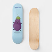 Niedliche Cartoon-Illustration von Auberginen Skateboard (Vorderseite)