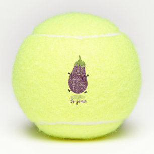 Niedliche Cartoon-Illustration von Auberginen Tennisbälle