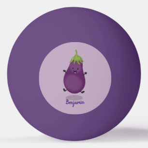 Niedliche Cartoon-Illustration von Auberginen Tischtennisball