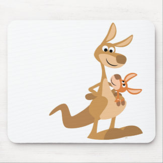 Niedliche Cartoon-Känguru-Mama und Joey Mousepad