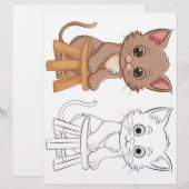 Niedliche Cartoon-Katze-Farbseite (Vorne/Hinten)