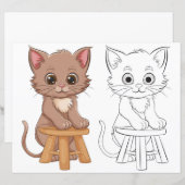 Niedliche Cartoon-Katze-Farbseite (Vorne/Hinten)