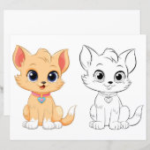 Niedliche Cartoon-Katze-Farbseite (Vorne/Hinten)