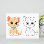 Niedliche Cartoon-Katze-Farbseite (Stehend Vorderseite)