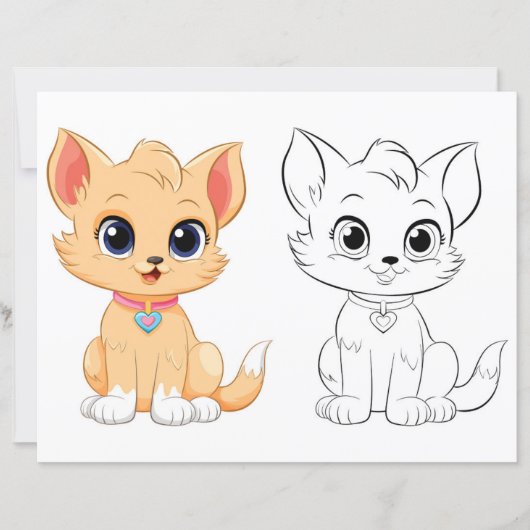 Niedliche Cartoon-Katze-Farbseite (Vorderseite)