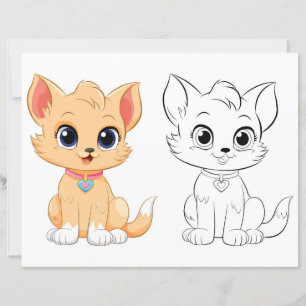 Niedliche Cartoon-Katze-Farbseite