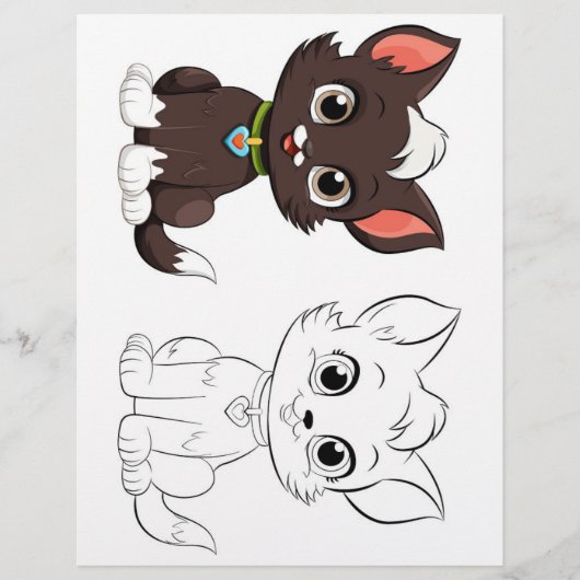 Niedliche Cartoon-Katze-Farbseite (Vorderseite)