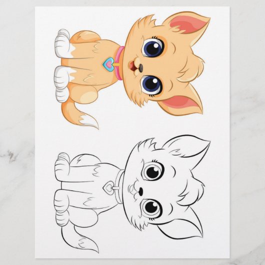 Niedliche Cartoon-Katze-Farbseite Flyer (Vorne)