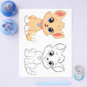 Niedliche Cartoon-Katze-Farbseite Flyer (Einzeln)