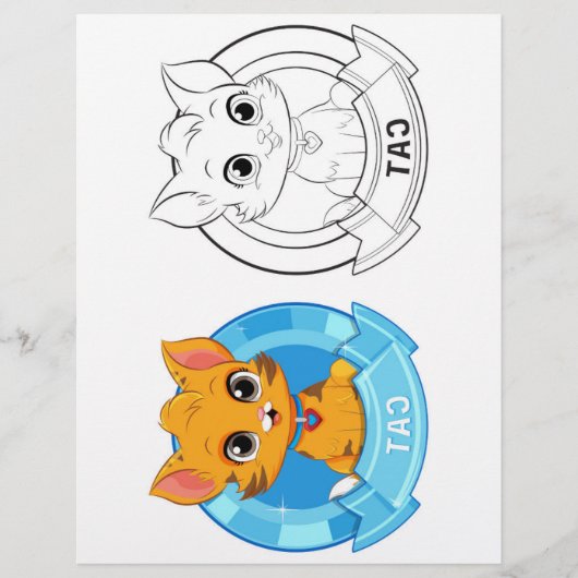 Niedliche Cartoon-Katze-Farbseite Flyer (Vorne)