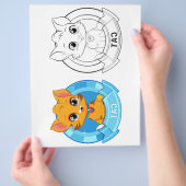 Niedliche Cartoon-Katze-Farbseite Flyer (Hand)