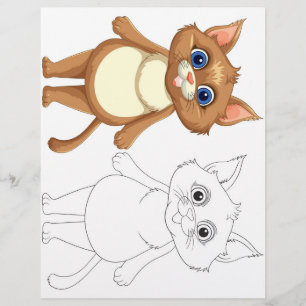 Niedliche Cartoon-Katze-Farbseite Flyer