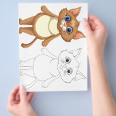 Niedliche Cartoon-Katze-Farbseite Flyer (Hand)