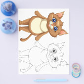 Niedliche Cartoon-Katze-Farbseite Flyer (Einzeln)