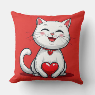 Niedliche Cartoon Katze in Liebe Kissen