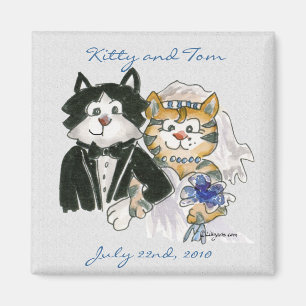 Niedliche Cartoon-Katzen, die Save the Date Magnet