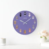 Niedliche Cartoon-Katzen Große Wanduhr (Zuhause)