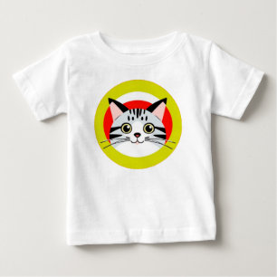 Niedliche Cartoon-Katzenfläche mit fett grafischem Baby T-shirt
