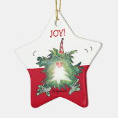 Niedliche Cartoon-Kiwi-Weihnachtsstern-Verzierung Keramik Ornament (Links)