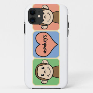 Niedliche Cartoon-Klipp-Kunst-Affen mit Herz-Liebe iPhone 11 Hülle