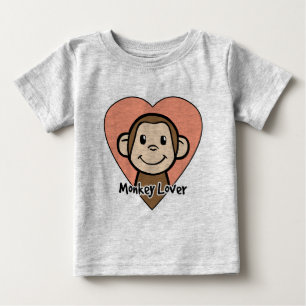 Niedliche Cartoon-Klipp-Kunst-Lächeln-Affe-Liebe Baby T-shirt