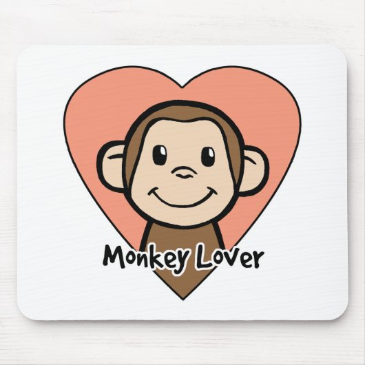 Niedliche Cartoon-Klipp-Kunst-Lächeln-Affe-Liebe Mousepad (Vorne)