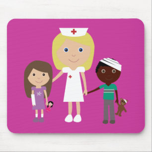 Niedliche Cartoon-Krankenschwester u. Mousepad
