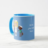 Niedliche Cartoon-Krankenschwester-u. Tasse (Vorderseite Links)