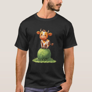 Niedliche Cartoon-Kuh auf Gras für Kinder Spaß T-Shirt