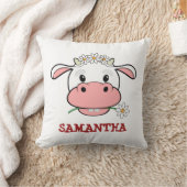 Niedliche Cartoon Kuh | Individuelle Name Farmkiss Kissen (Decke)