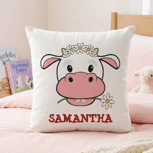 Niedliche Cartoon Kuh   Individuelle Name Farmkiss Kissen