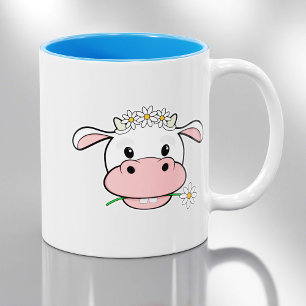 Niedliche Cartoon Kuh   Kawaii Farm Animal Coffee  Zweifarbige Tasse