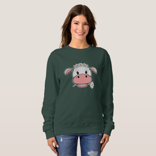Niedliche Cartoon Kuh | Kawaii Farm Animal Sweatsh Sweatshirt (Vorne ganz)