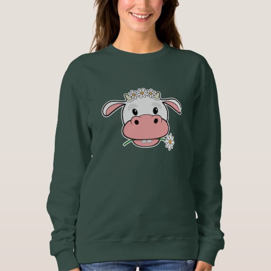Niedliche Cartoon Kuh | Kawaii Farm Animal Sweatsh Sweatshirt (Vorderseite)