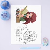 Niedliche Cartoon Leseratte Buchfärbungsseite Flyer (Einzeln)