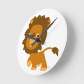 Niedliche Cartoon-Lion-Wandleuchte Runde Wanduhr (Winkel)