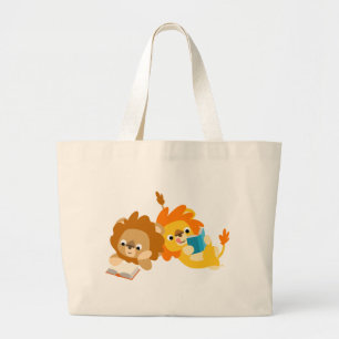 Niedliche Cartoon-Löwe-Lesertasche Jumbo Stoffbeutel