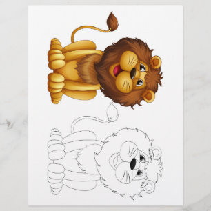 Niedliche Cartoon Löwenfärbungsseite für Kinder Flyer