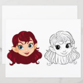 Niedliche Cartoon-Mädchenkopfseite (Vorne/Hinten)