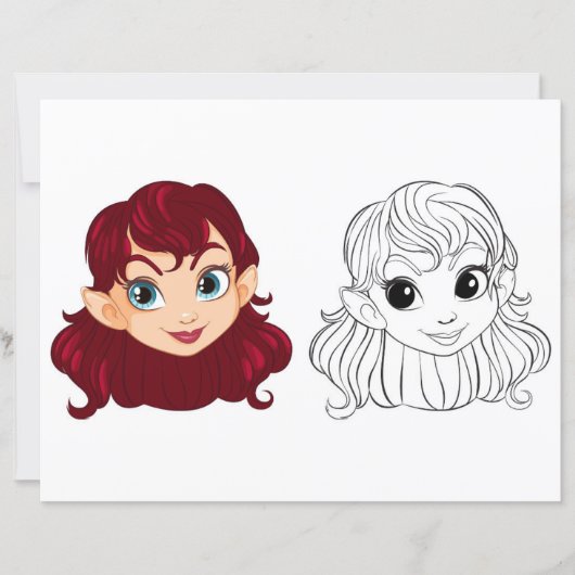 Niedliche Cartoon-Mädchenkopfseite (Vorderseite)