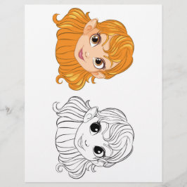 Niedliche Cartoon-Mädchenkopfseite Flyer