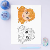 Niedliche Cartoon-Mädchenkopfseite Flyer (Einzeln)