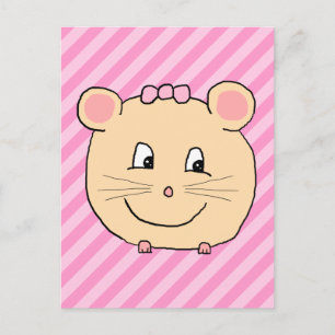 Niedliche Cartoon Maus auf rosa Streifen. Postkarte