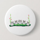 Niedliche Cartoon Mäuse auf Gras mit Blume Button (Vorderseite)