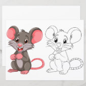 Niedliche Cartoon-Mausfärbungsseite (Vorne/Hinten)