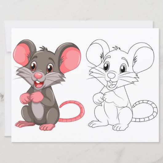 Niedliche Cartoon-Mausfärbungsseite (Vorderseite)